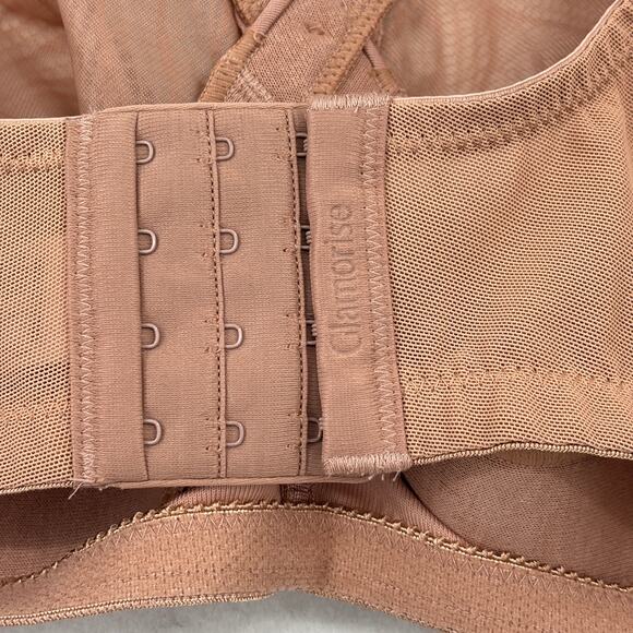 Glamorise Bra Size 50D Cafe MagicLift Natural Shape Support Wire Free Lace Trim - Picture 4 of 7